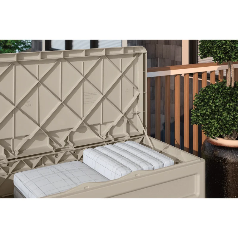 Suncast DB7500 73 Gallon Waterproof Outdoor Storage Container Deck Box, Light Taupe