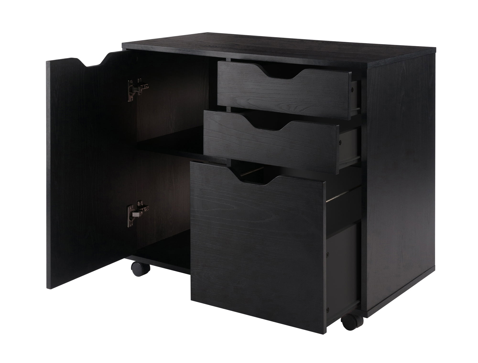 Winsome Wood Halifax 2-Section Mobile Filing Cabinet, Black Finish