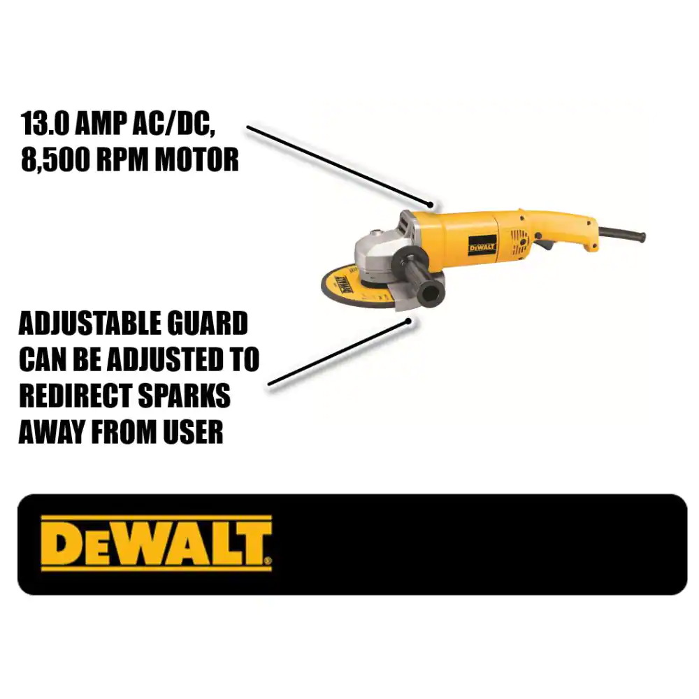 DEWALT DW840 13 Amp 7 in. 8,000 RPM Medium Angle Grinder