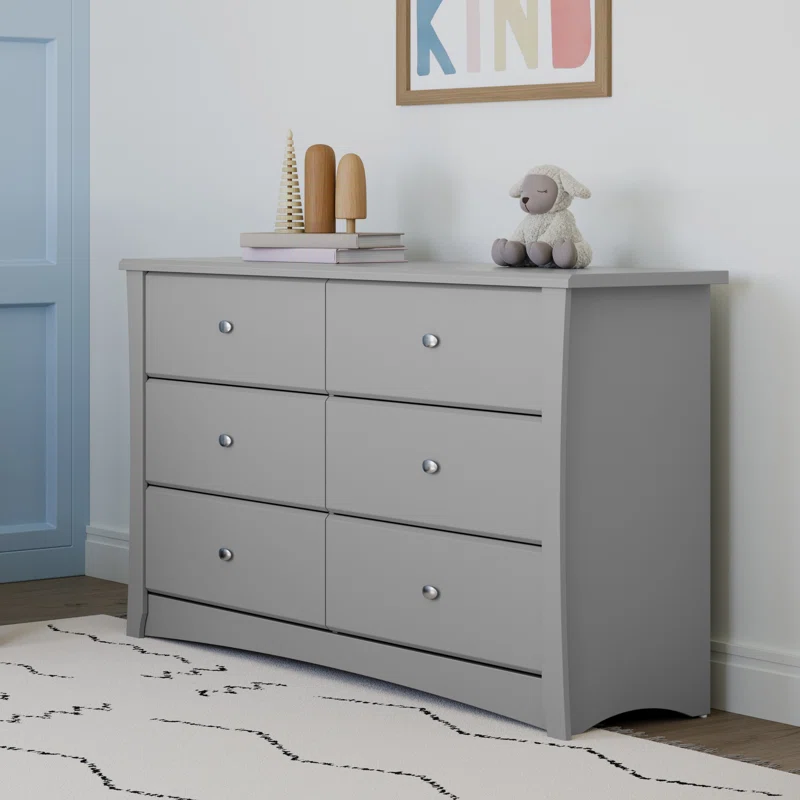 Storkcraft 03666-30F 6-Drawer Crescent Pebble Gray Dresser