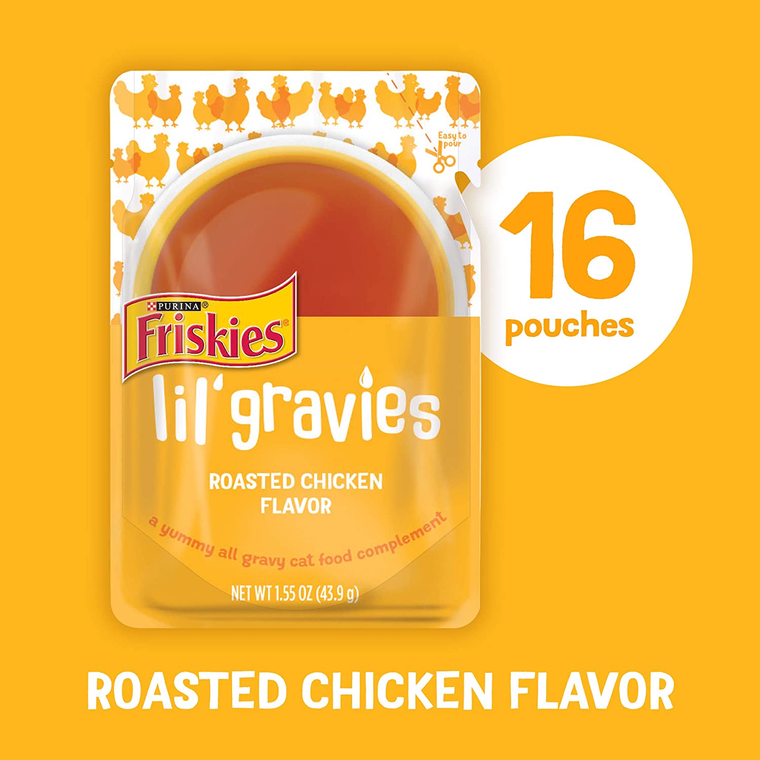 Purina Friskies Lil’ Gravies Roasted Chicken Flavor Cat Food Complement – (16) 1.55 oz. Pouches