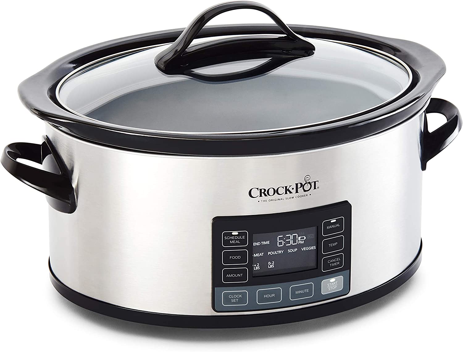 Crock-Pot MyTime Technology 6 Quart Programmable Slow Cooker and Food Warmer with Digital Timer, Stainless Steel (2137020)