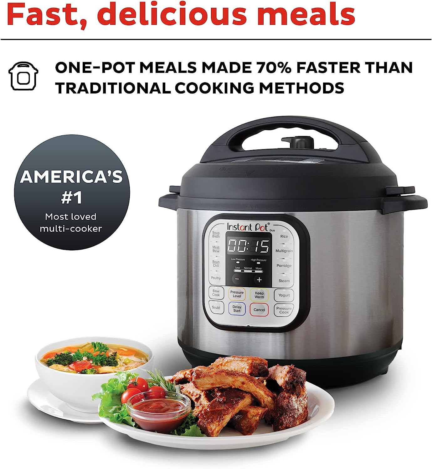 Instant Pot Duo 7-in-1 Electric Pressure Cooker, Slow Cooker, Rice Cooker, Steamer, Sauté, Yogurt Maker, Warmer & Sterilizer, Includes Free App with over 1900 Recipes, Stainless Steel, 8 Quart