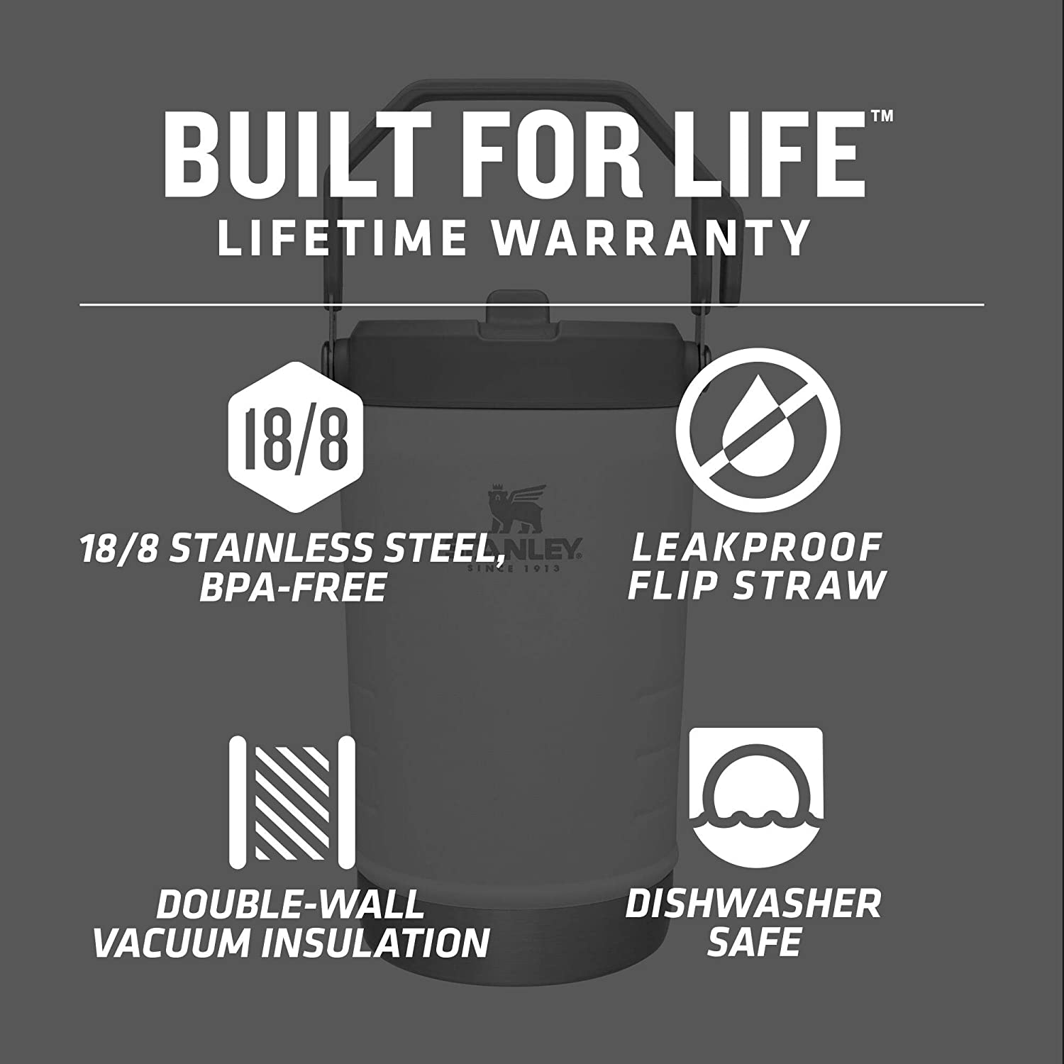 Stanley The IceFlow Flip Straw 40oz Jug, Polar (10-09996-002)