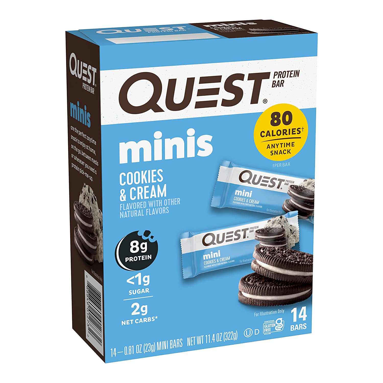 Quest Nutrition Mini Cookies & Cream Protein Bars, High Protein, Low ...