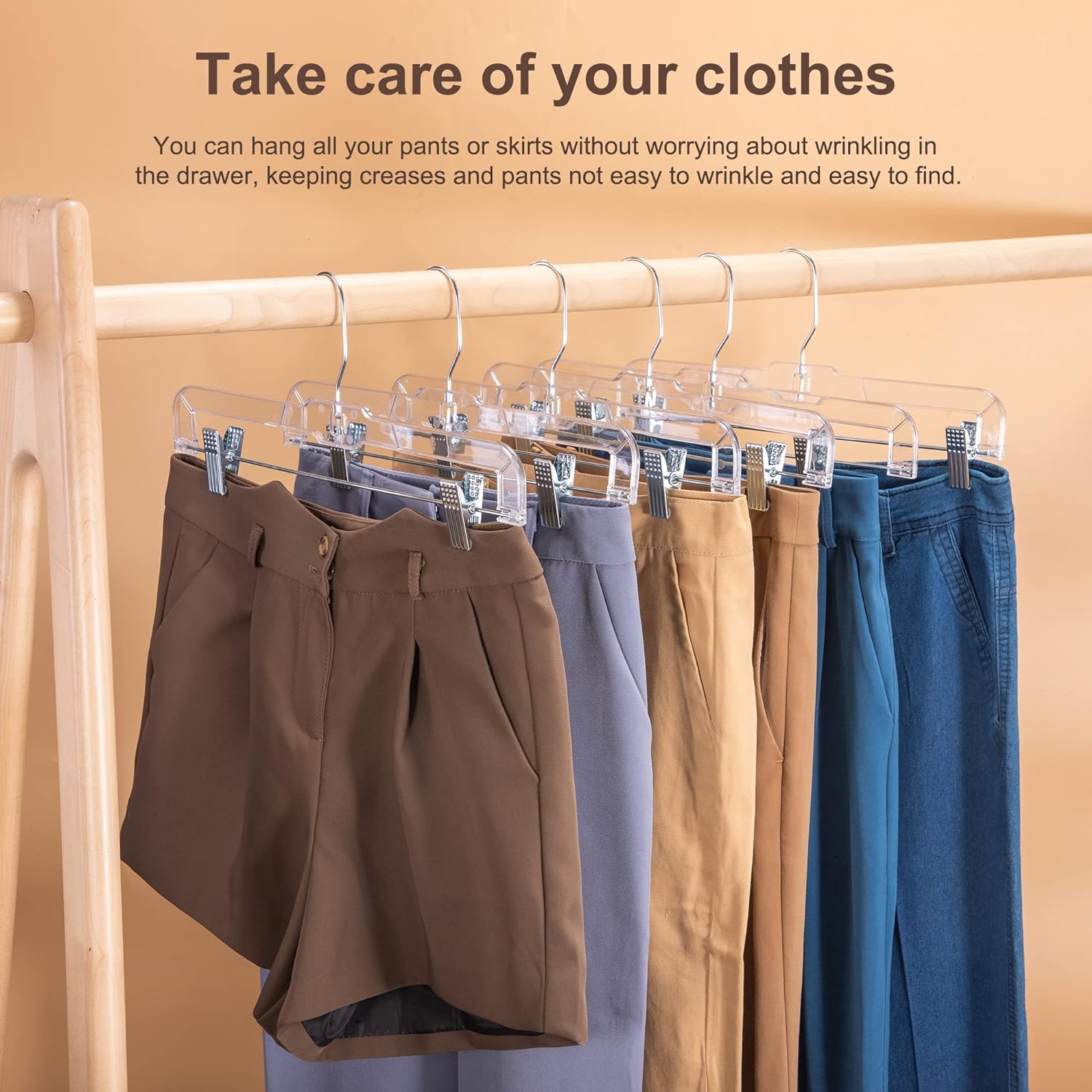 12 pack 14 inch clear plastic skirt hangers with adjustable clips pants hangers 360 rotating swivel hook clip hangers for pants trousers skirts jeans bulk plastic hangers