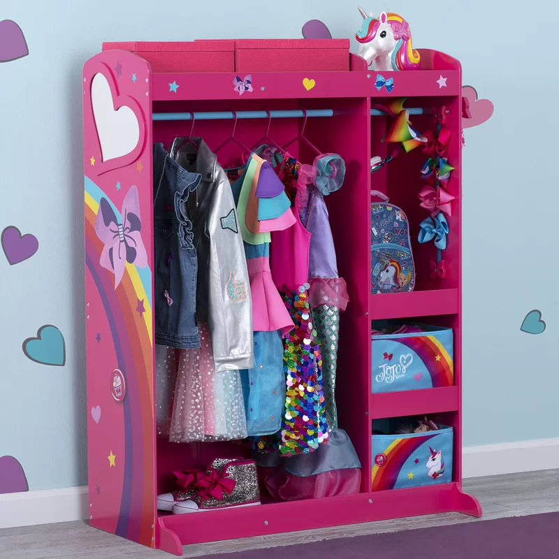 Delta Children JoJo Siwa Dress and Play Boutique – Pretend Play Costume Storage Wardrobe for Kids with Mirror & Shelves FL86758JS-1126
