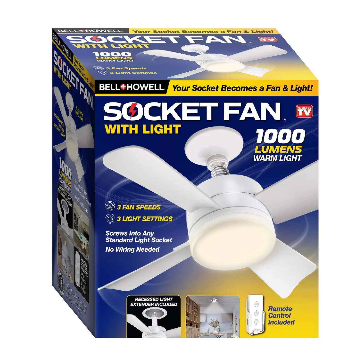 Bell & Howell 6 in. Matte White LED Indoor Socket Fanlight