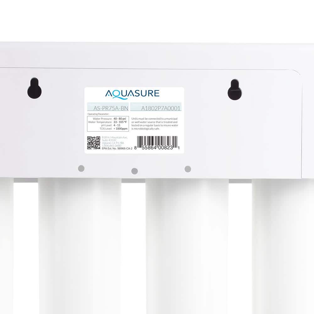 AQUASURE AS-PR75A-BN Premier Series 75 GPD Under Sink Reverse Osmosis Water Filtration System with Brushed Nickel Faucet