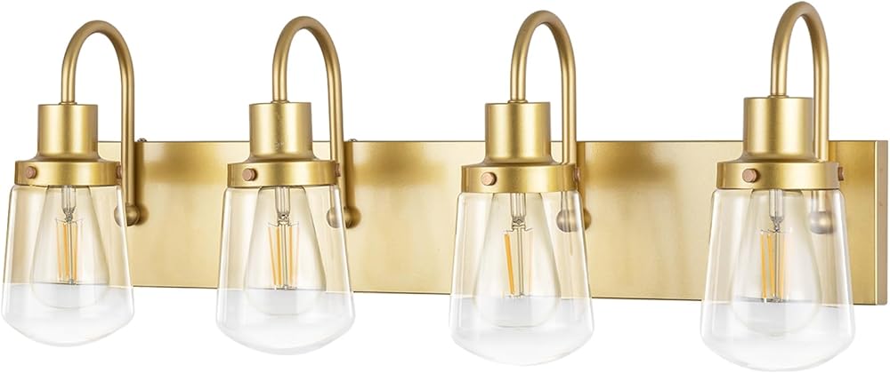 Yaohong Modern Bathroom Vanity Light 4-Lights Lamp in Painted Gold ...