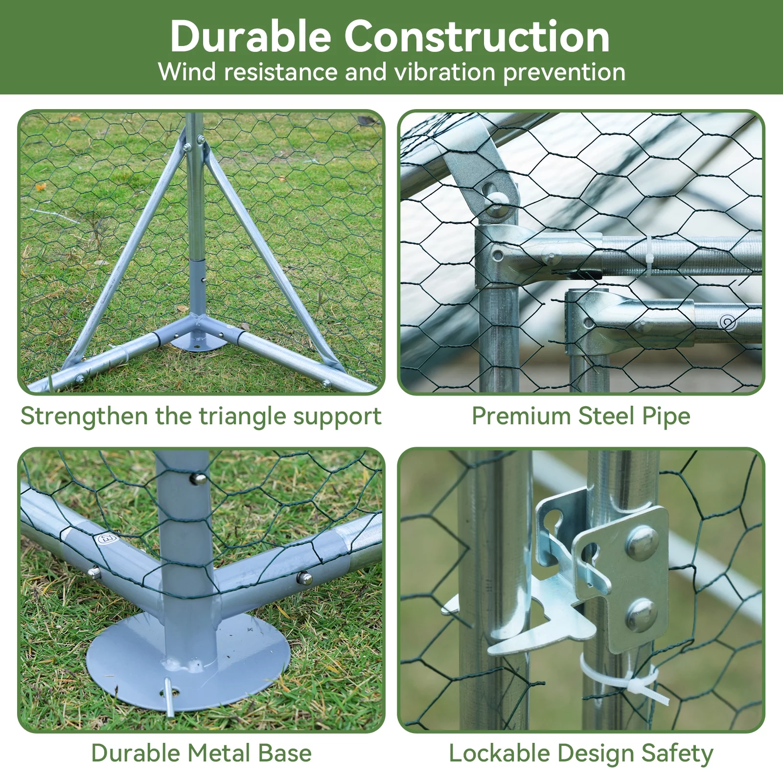 Kfvigoho Large Metal Chicken Coops. 13x10x6.4 ft Outdoor Walk-in Poultry Cage with Spire Shaped Roof. Waterproof and UV Resistant Cover for Backyard Farm 131.41 Square Feet