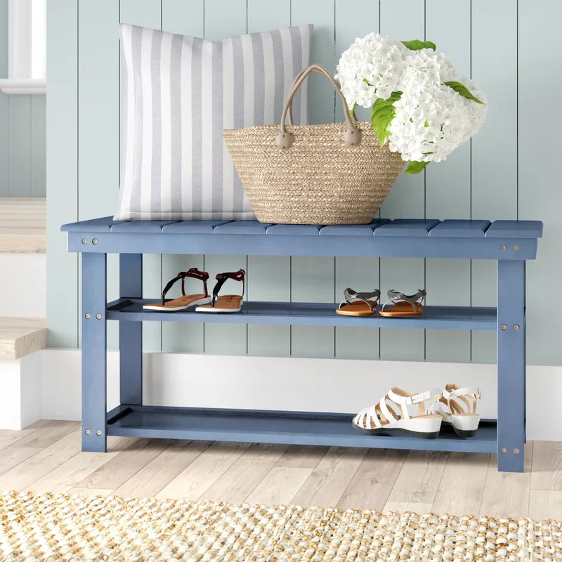 Fleshman Shoe Storage Bench Blue