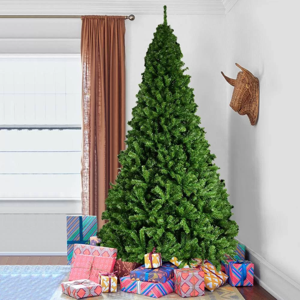 WELLFOR CM-HWY-21222 9 ft. Green Unlit Full Artificial Christmas Tree with 2132 PVC Tips and Solid Metal Stand
