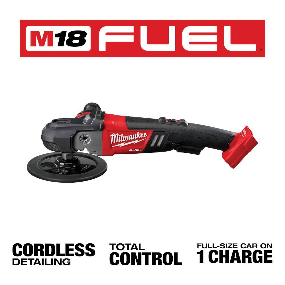 Milwaukee 2738-20-48-11-1880 M18 FUEL 18V Lithium-Ion Brushless Cordless 7 in. Variable Speed Polisher with HIGH OUTPUT XC 8.0Ah Battery