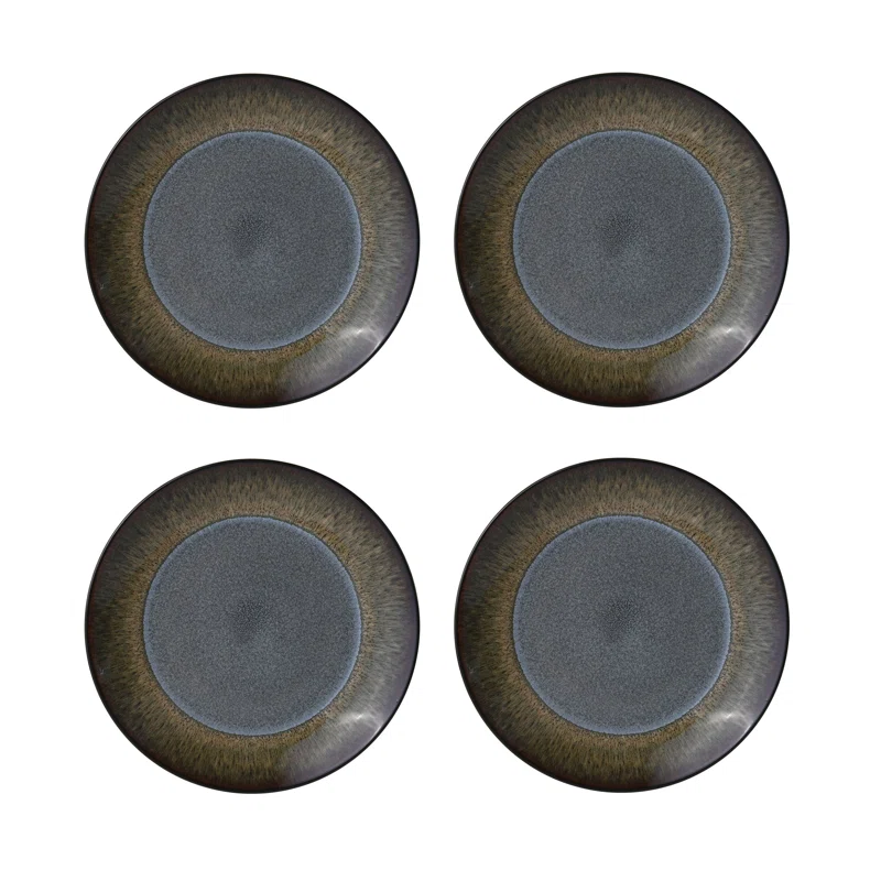 Pfaltzgraff 5237442 Monroe 16-Piece Porcelain Dinnerware Set, Service for 4, Dark Gray