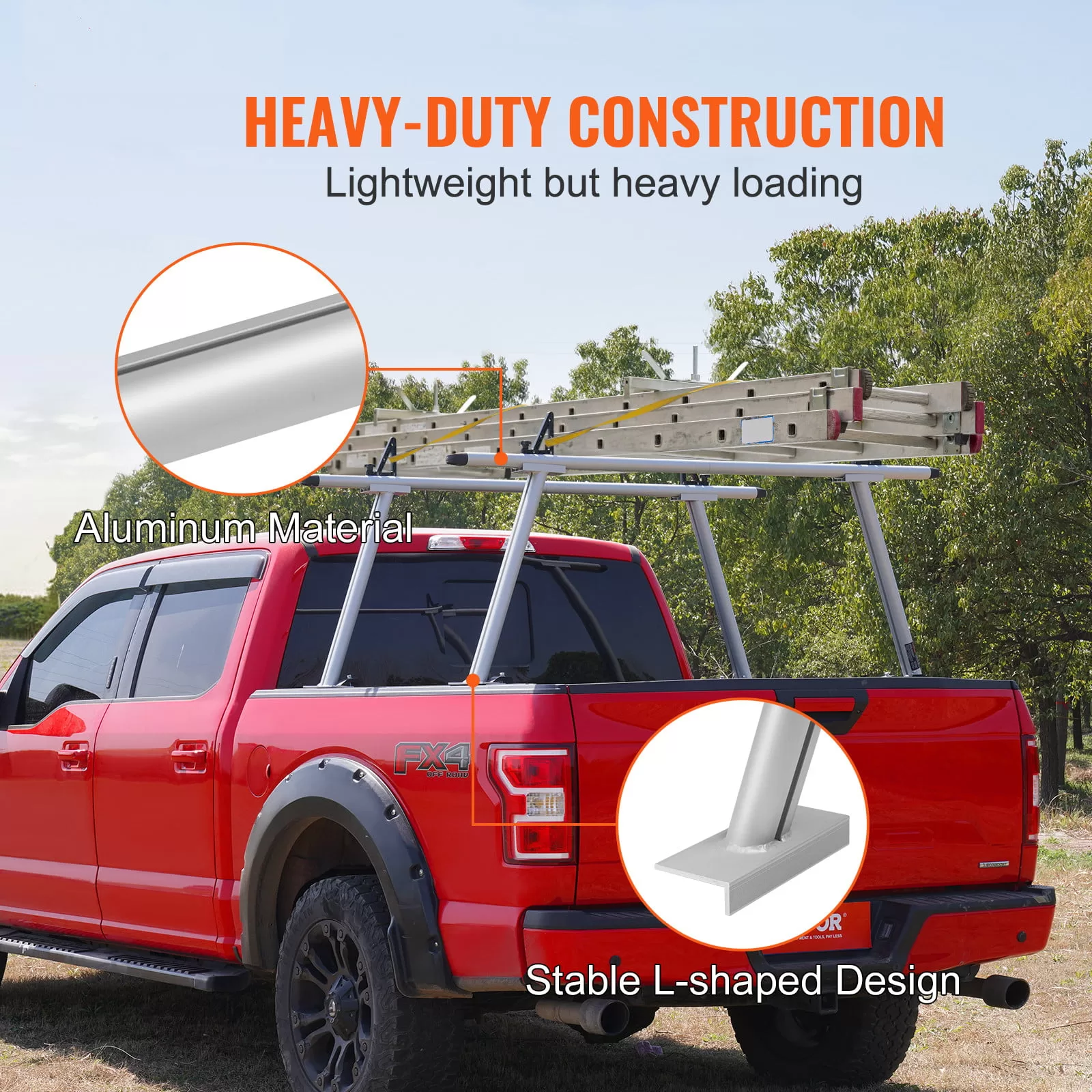 BENTISM Truck Rack 71′′x31′′ Size 800 lbs Capacity Pick up Truck Ladder Truck Bed Rack with Adjustable Tie-downs for Kayak