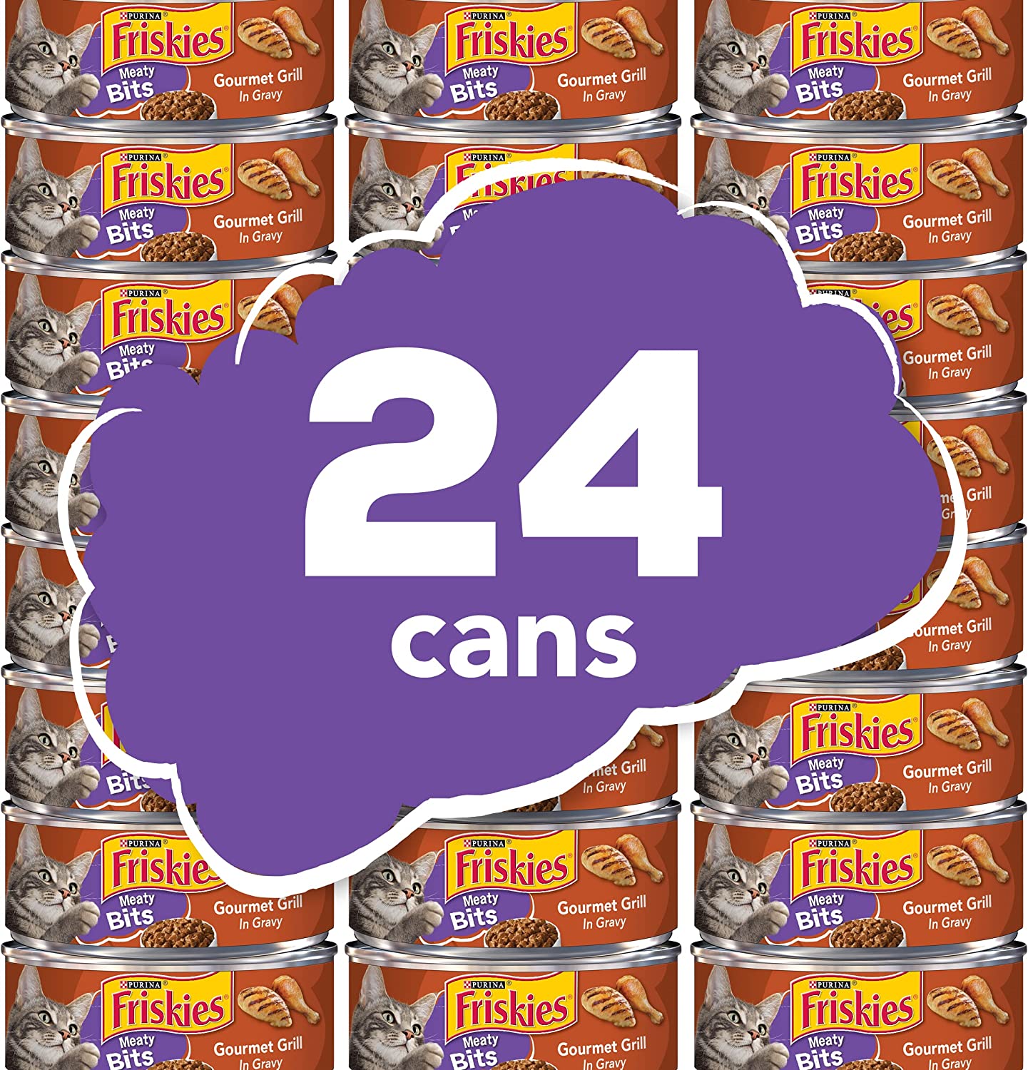 Purina Friskies Wet Cat Food Meaty Bits Gourmet Grill in Gravy – (24) 5.5 oz. Cans
