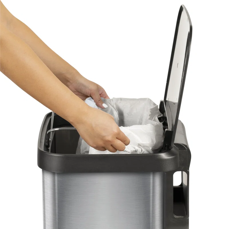 Glad GLD-74507 Stainless Steel Step Trash Can with Clorox Odor Protection | Large Metal Kitchen Garbage Bin with Soft Close Lid, Foot Pedal and Waste Bag Roll Holder, 20 Gallon, Stainless