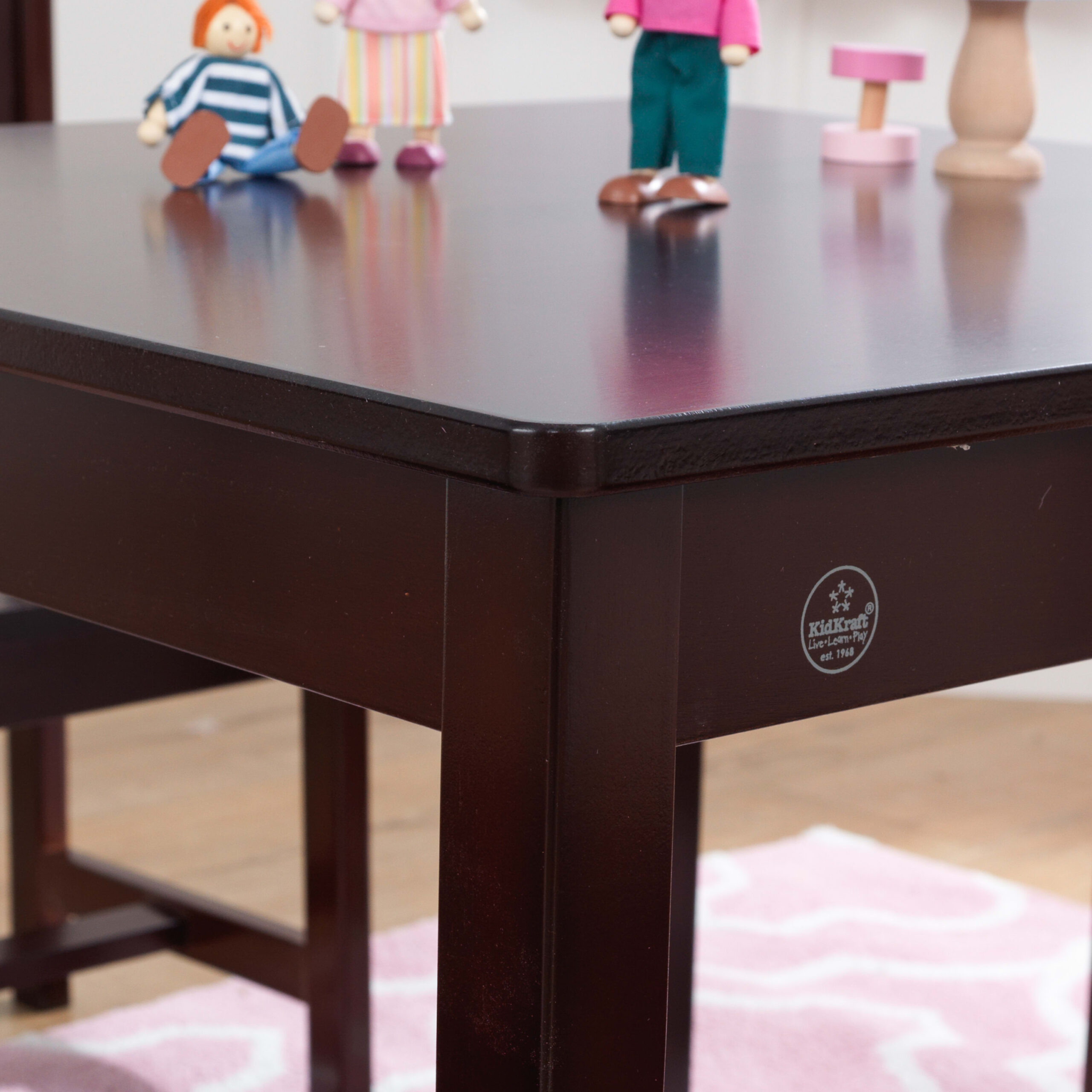 KidKraft Wooden Farmhouse Table & 4 Chair Set, Espresso