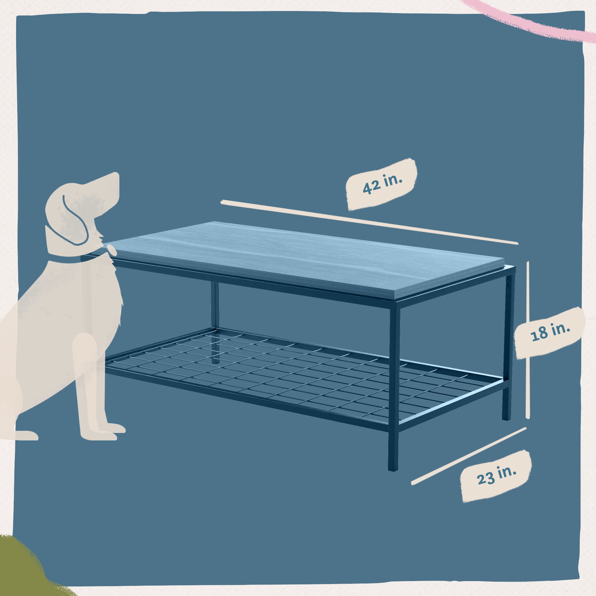 Mayview Collis Industrial Rectangle Wood and Metal Coffee Table, Oak