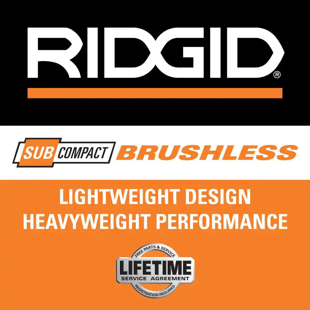 RIDGID R87012K 18V SubCompact Brushless Cordless 1/2 in. Drill/Driver Kit with (2) 2.0 Ah Batteries, Charger, and Tool Bag