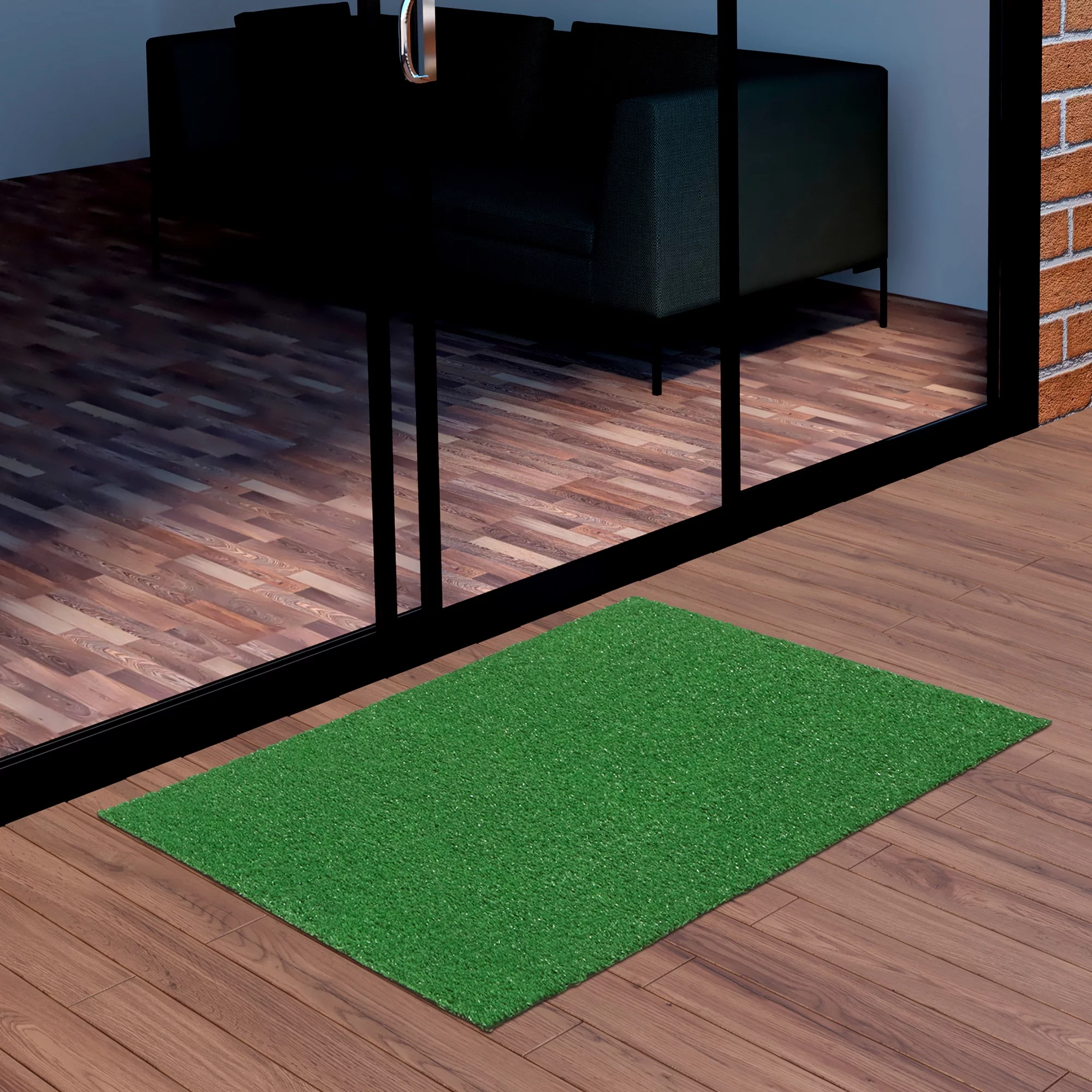 Sweet Home Stores Waterproof 2x3 Indoor/Outdoor Artificial Grass Rug for Patio Pet Deck. 2' x 2'7. Green