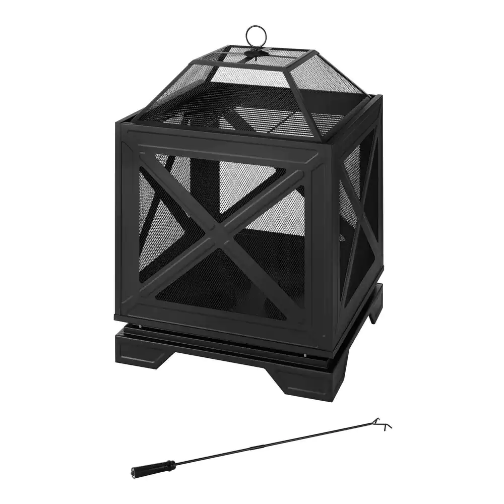 Hampton Bay OFW906S Westbury 26 in. W x 37.8 in. H Outdoor Square Wood Burning Black Fire Pit