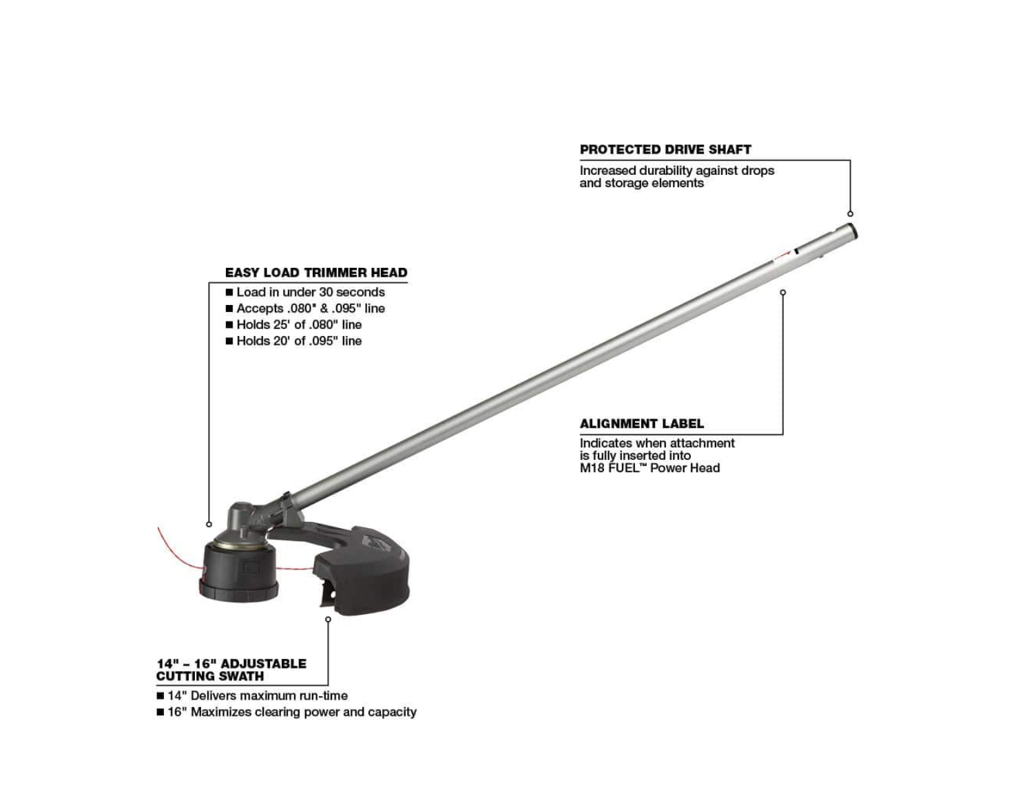 Milwaukee 49-16-2717 M18 FUEL 16 in. String Trimmer Attachment for Milwaukee QUIK-LOK Attachment System