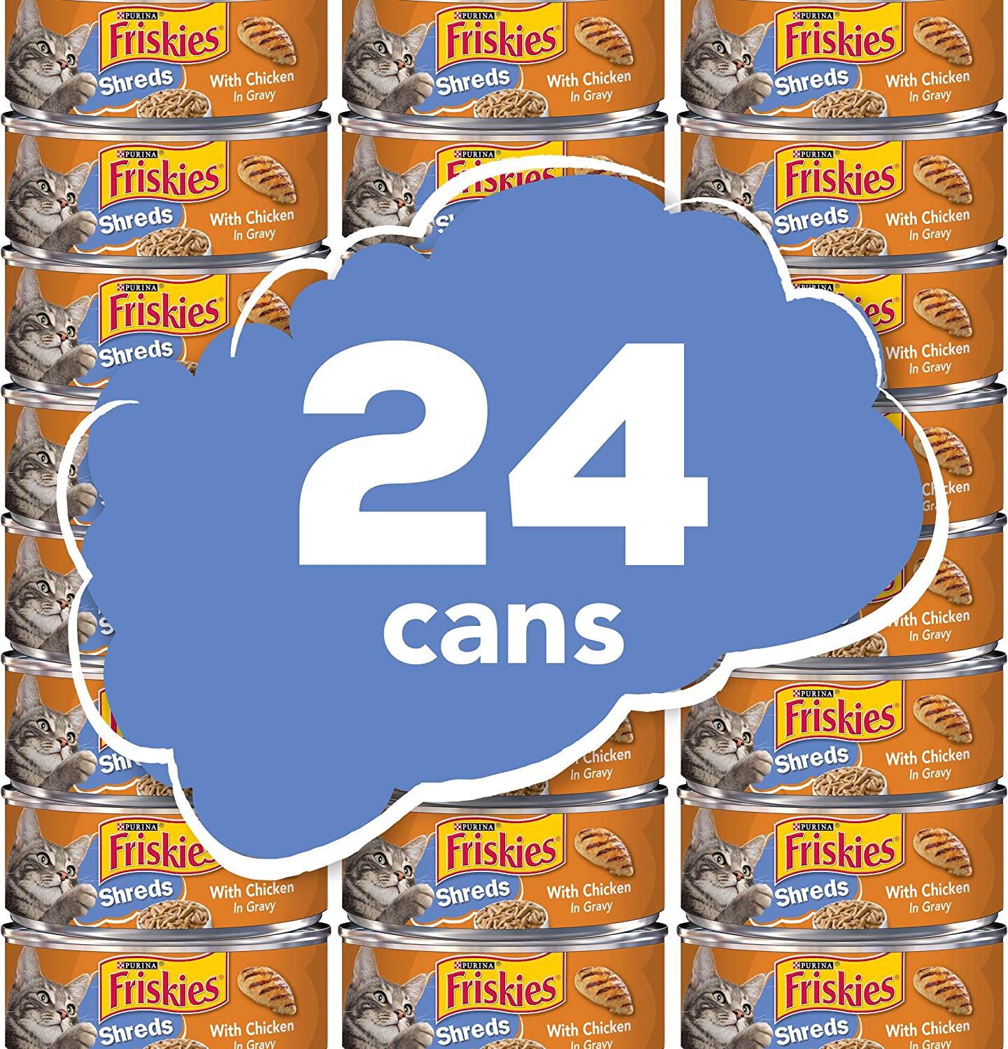 Purina Friskies Gravy Wet Cat Food Shreds With Chicken – (24) 5.5 oz. Cans