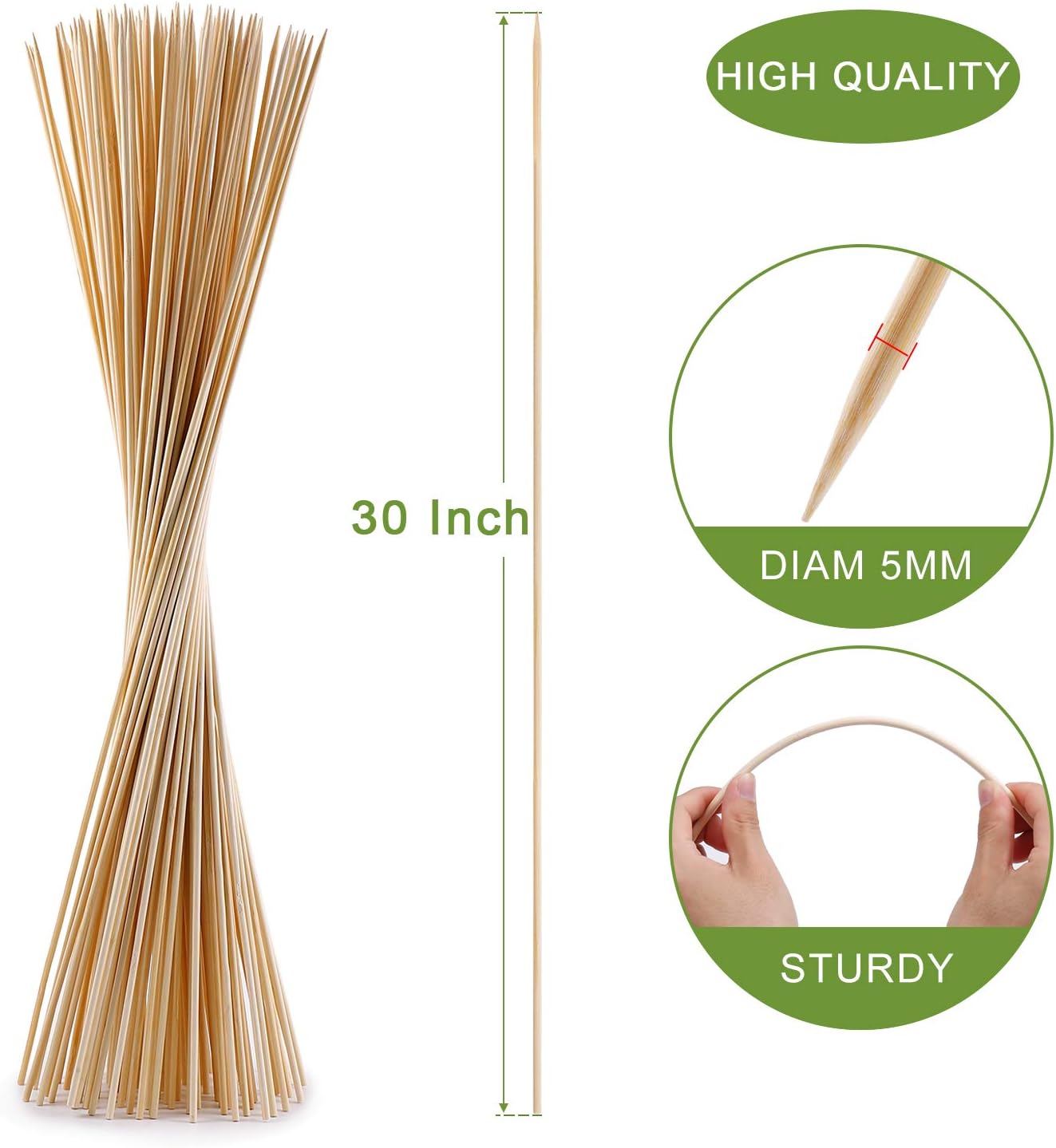 120 pcs bamboo marshmallow roasting sticks smores skewers for fire pit extra long 30 inch heavy duty 5mm thick wooden smores sticks for open fire pits roaster barbecue hot dog camping kebab sausage