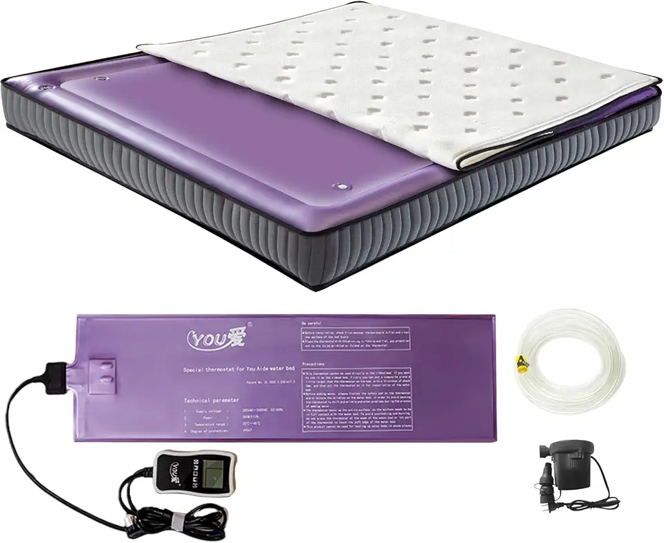 Free Flow Full Wave Waterbed Mattress - Square Waterbed Mattress, Waterbed Set with Soft and Comfortable Mattress Cover for Kids and Adults (King-76 * 80)