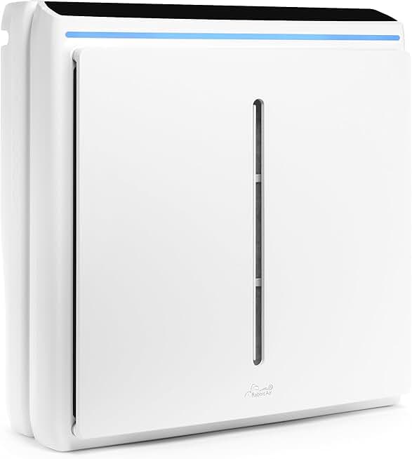 Rabbit Air A3 SPA-1000N Ultra Quiet HEPA Air Purifier, 6 stage filtration, Wall Mountable, For Large Rooms, Removes Airborne Allergens, Smoke, Dust, Mold, & VOCs (White, Odor Remover Filter)