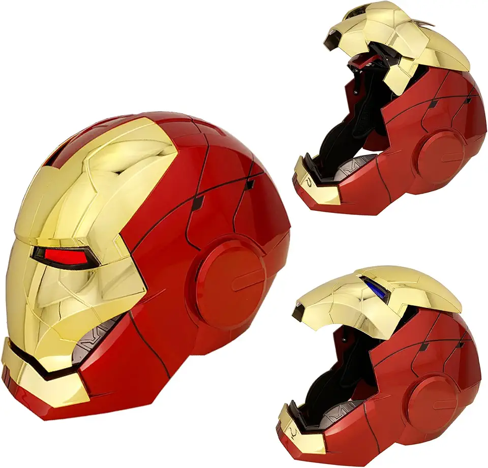 Iron-Man MK 5 Helmet with Jarvis Voice & Remote&Touch Controlled Open/Close Mask, 1:1Adult Wearable Super Hero Mask&Movie Prop for Halloween&Birthdayand&Christmas（Golden）