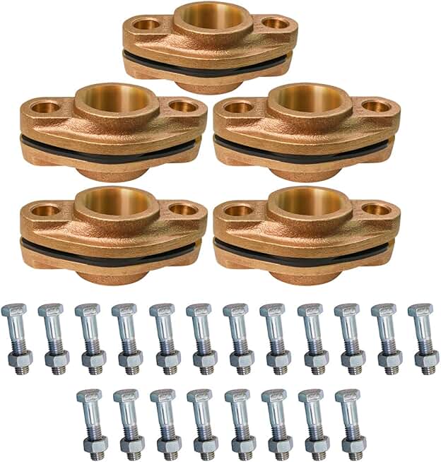 Midline Valve XNGT200L-OM-5 Water Meter Hardware Kit Includes 2 Flanges, 2 Gaskets, 4 Nuts, 4 Bolts 2 in. SWT Connection Bronze (5 Pack)