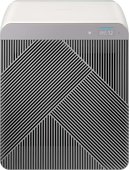 SAMSUNG BESPOKE Cube Air Purifier, Odor Eliminator, Home System w/ HEPA Filtration, 360 Degree Purification, Pet Mode, Smart Control, Traps Dust, AX350A9350N, Grey