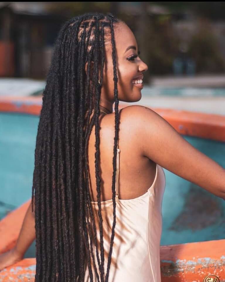 Loc Extension Human Hair Locs 0.8cm Dreadlock Extension Natural Black Human Hair 18 Inch 60 Strands Locs Human Hair Full Handmade Permanent Locs Can Be Dyed and Bleached for Women Men