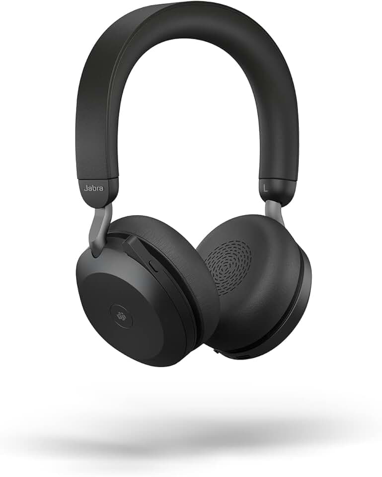 Jabra Evolve2 75 PC Wireless Headset with 8-Microphone Technology - Dual Foam Stereo Headphones with Adjustable Advanced Active Noise Cancelling, USB-A Bluetooth Adapter and UC Compatibility - Black