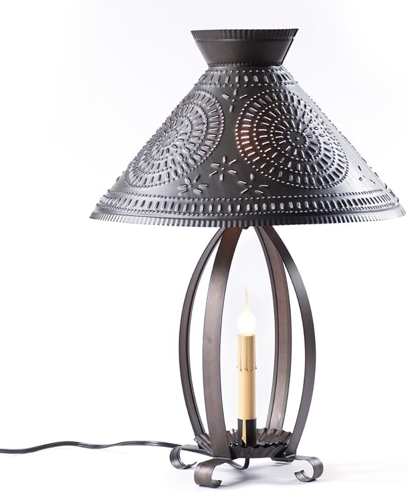 Irvin's Country Tinware Betsy Ross Lamp with Chisel Shade in Kettle Black