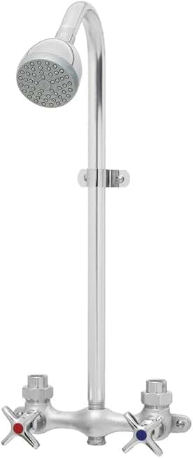 Speakman SC-1220-AF Commander Vandal Resistant Industrial Exposed Shower with Cross Handles – 2 Handle Shower Faucet with Hot & Cold Water Indexing, Polished Chrome