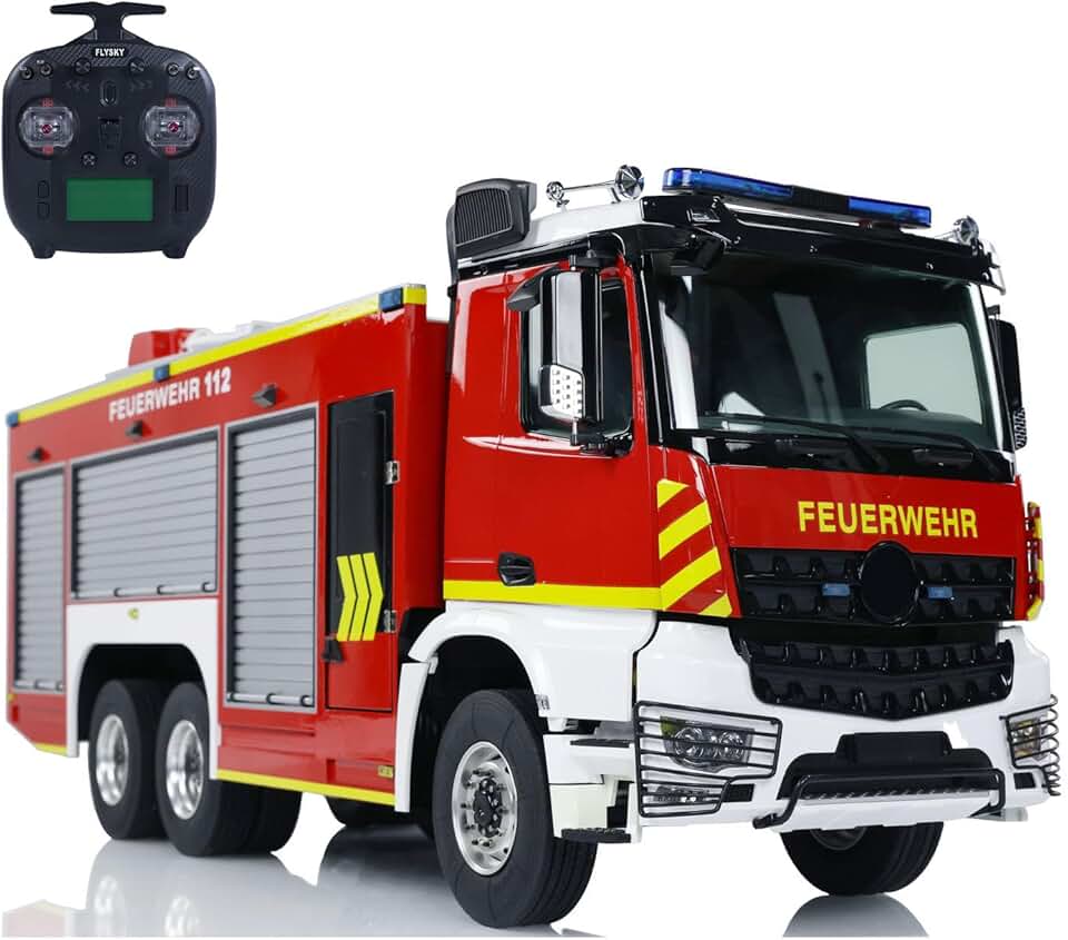 1/14 6X4 RC Fire Vehicles Metal Chassis Remote Control Fire Fighting Truck Model Motor Servo ESC Light Sound System