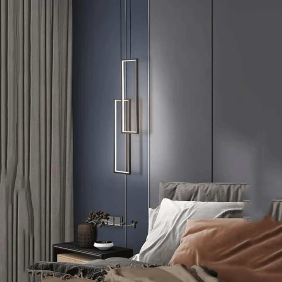 Modern Simple Black Long Double Head Chandeliers丨bedroom Dining Room Living Room Rectangle 35Whanging Lamp丨led Light Source Lightled丨modern Simple Home Lighting Fixtures丨diameter 23Cm