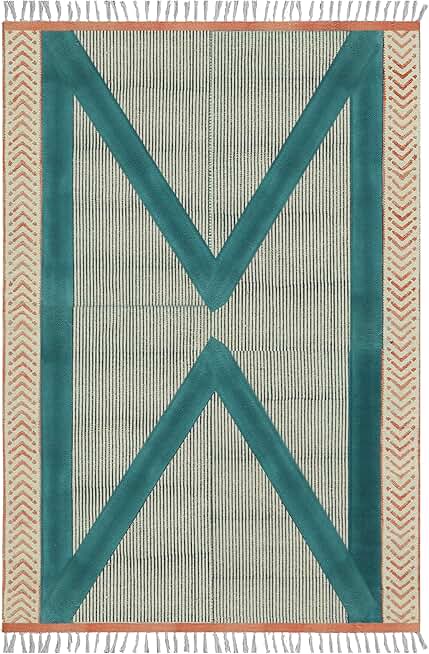 2.6x24 Runner Area Rug Kilim Rug Boho Rug Black Blue Cotton Area Rug Easy Washable Rug Flatweave Rugs for Home Foyer Corridor Runner Hotels Partys Hallway Stair Runner