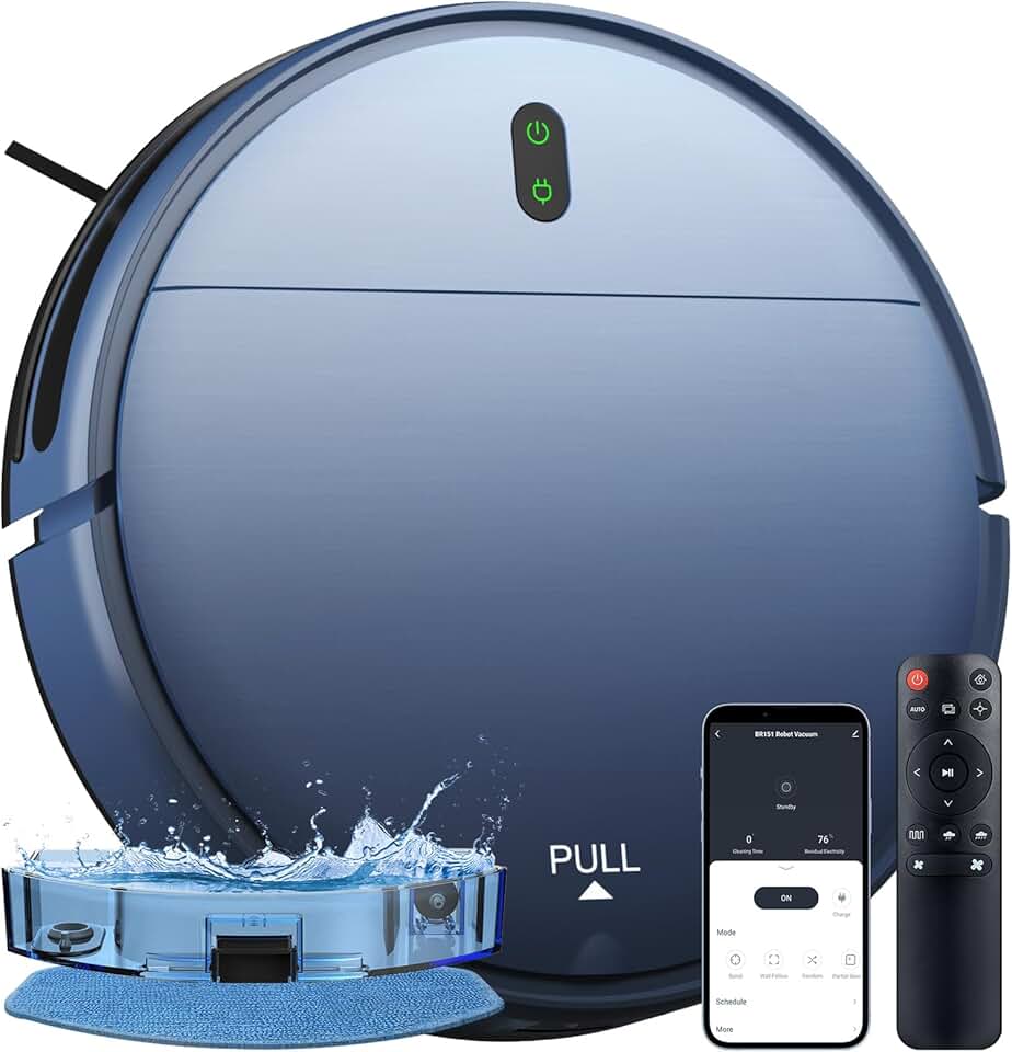 ZCWA Robot Vacuum and Mop, 2 in 1 Robot Vacuum Self-Charging Robot Vacuum Cleaner Compatible with WiFi/APP, Ideal for Hard Floor, Carpet and Pet Hair