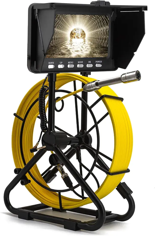 Sewer Camera 100FT,Wohuole Pipe Inspection Camera LCD Monitor with DVR, Video Pipe Inspection Equipment IP68 Camera with 6 LED Lights, 5in Sewer Camera (32GB DVR,100ft/30M)