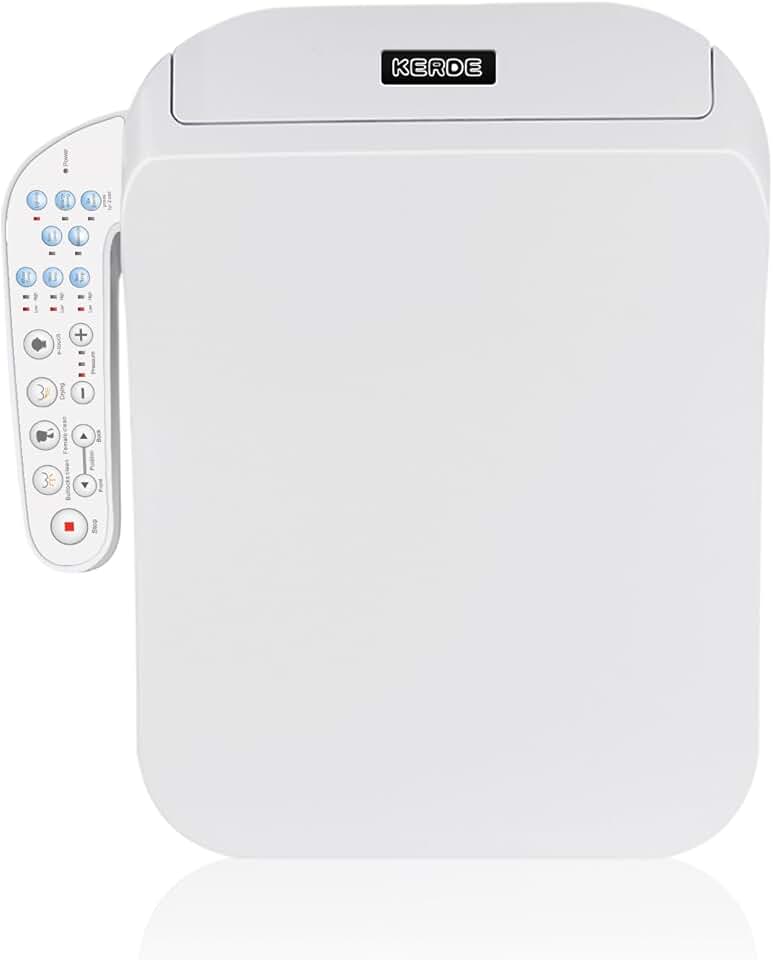 KERDE F30 Square Electric Bidet Seat, Smart Toilet Cover, Heated Water Cleansing, Warm Air Drying, Seat Constant Temperature, Adjustable Temperature, Front-to-Back Nozzle Massage