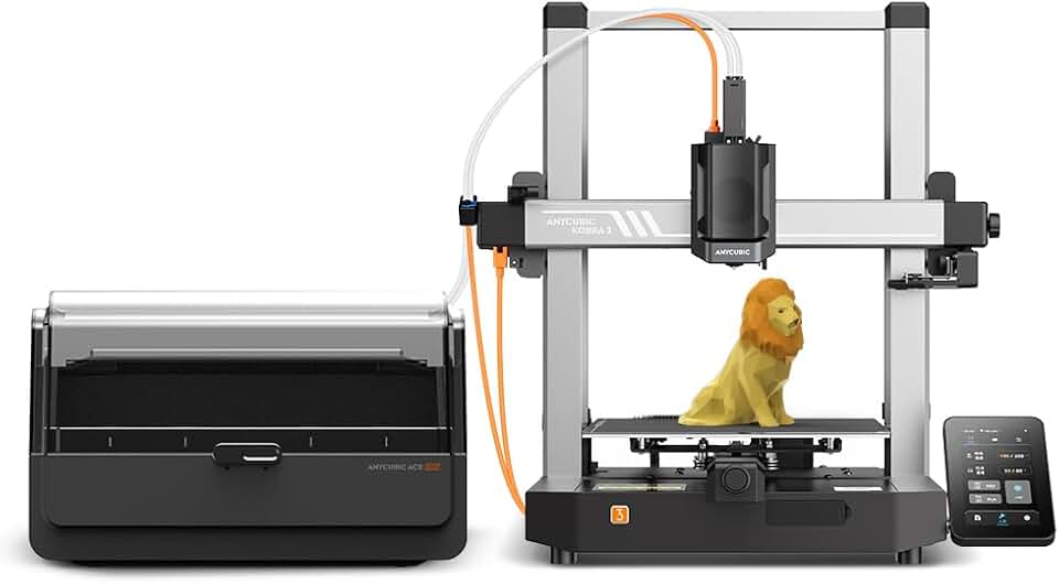 Anycubic 3D Printer Kobra 3 Combo, Multi Color 3D Printer Up to 4 Stunning Rainbow Colors, Nozzle Clog Detection, Dry Printing and Filament Backup, Max High Speed 600mm/s, Size 250x250x260mm