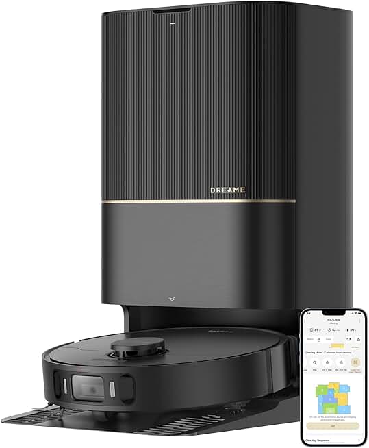 dreame X30 Ultra Robot Vacuum and Mop Combo, 8300Pa Suction, Mop Extend and Mop Self Cleaning with 140°F Water, Removable & Liftable Mop, Self Refilling, Mop Self Drying, Smart Carpet Cleaning