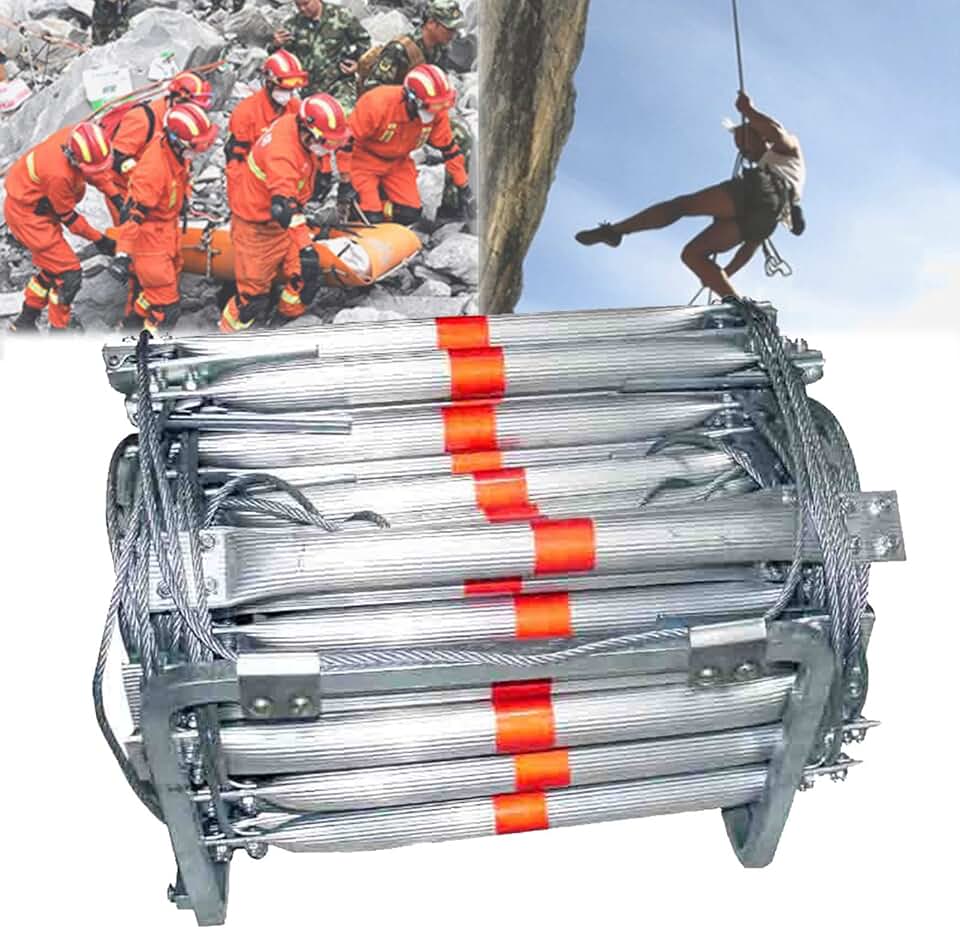 Emergency Fire Escape Ladder, Safety Rope Window Ladder for Kids and Adults 3/4/6 Storey Weight Capacity 420kg for Fast to Deploy in Fire, with Hooks Escape,82FT/25M (32FT/10M)