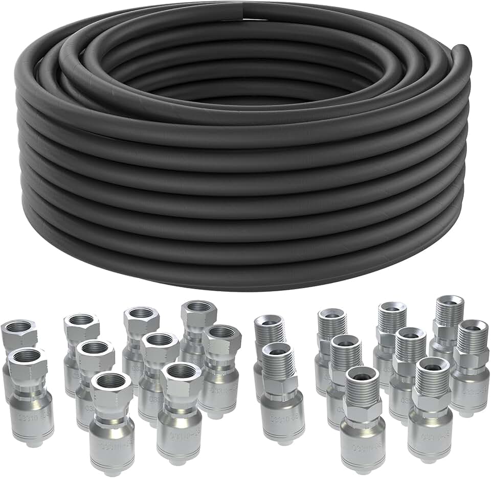100 Ft 1/2 inch Hydraulic Hose with 10PCS 1/2