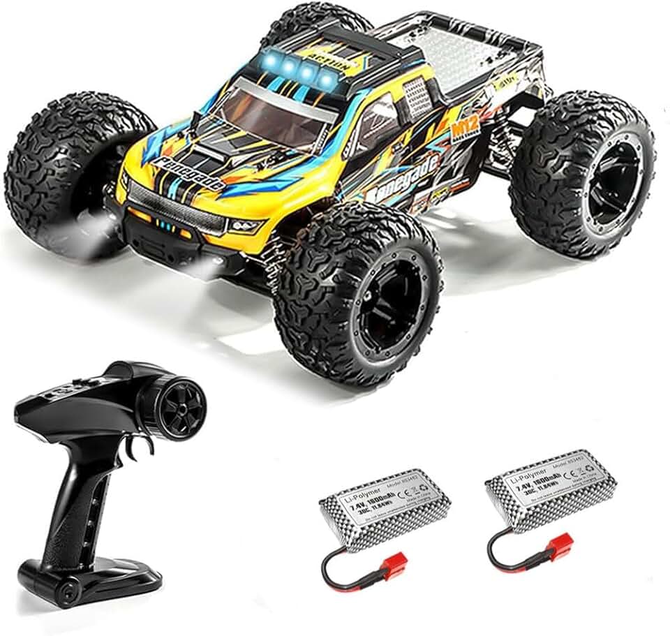 RC Truck for Adult 1/10 Brushless Remote Control Car 2.4G Full Proportional 45KM/H Fast ATV 4 Wheeler Rock Crawler Off-Road Climbing Vehicle All Terrain Buggy Hobby Grade Racing Car (Yellow)
